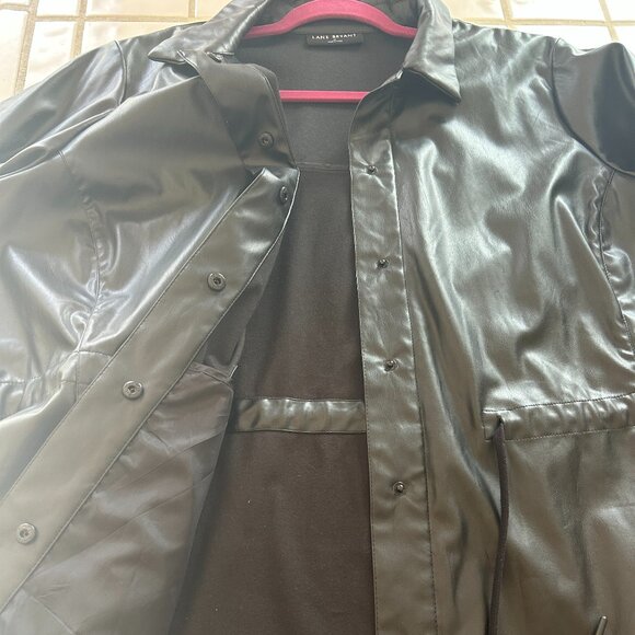 Lane Bryant Faux Leather Shirt Jacket | Black | Size 22 | Edgy Work-to-Weekend S - Picture 8 of 16